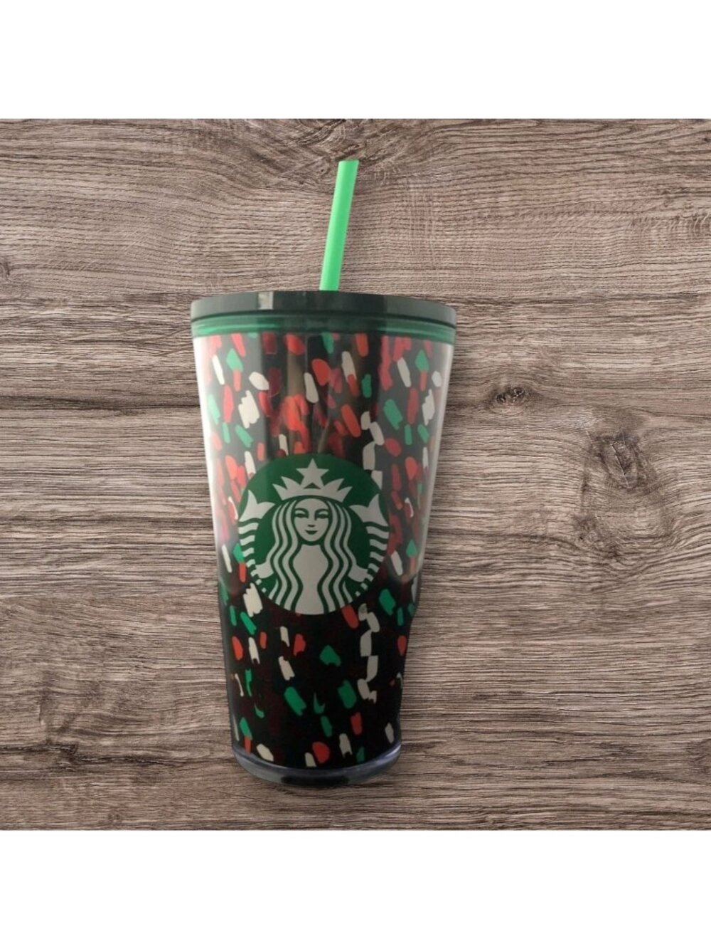 Starbucks Holiday Confetti Acrylic Tumbler/Cold Cup w/Lid & Straw, 16 Oz.